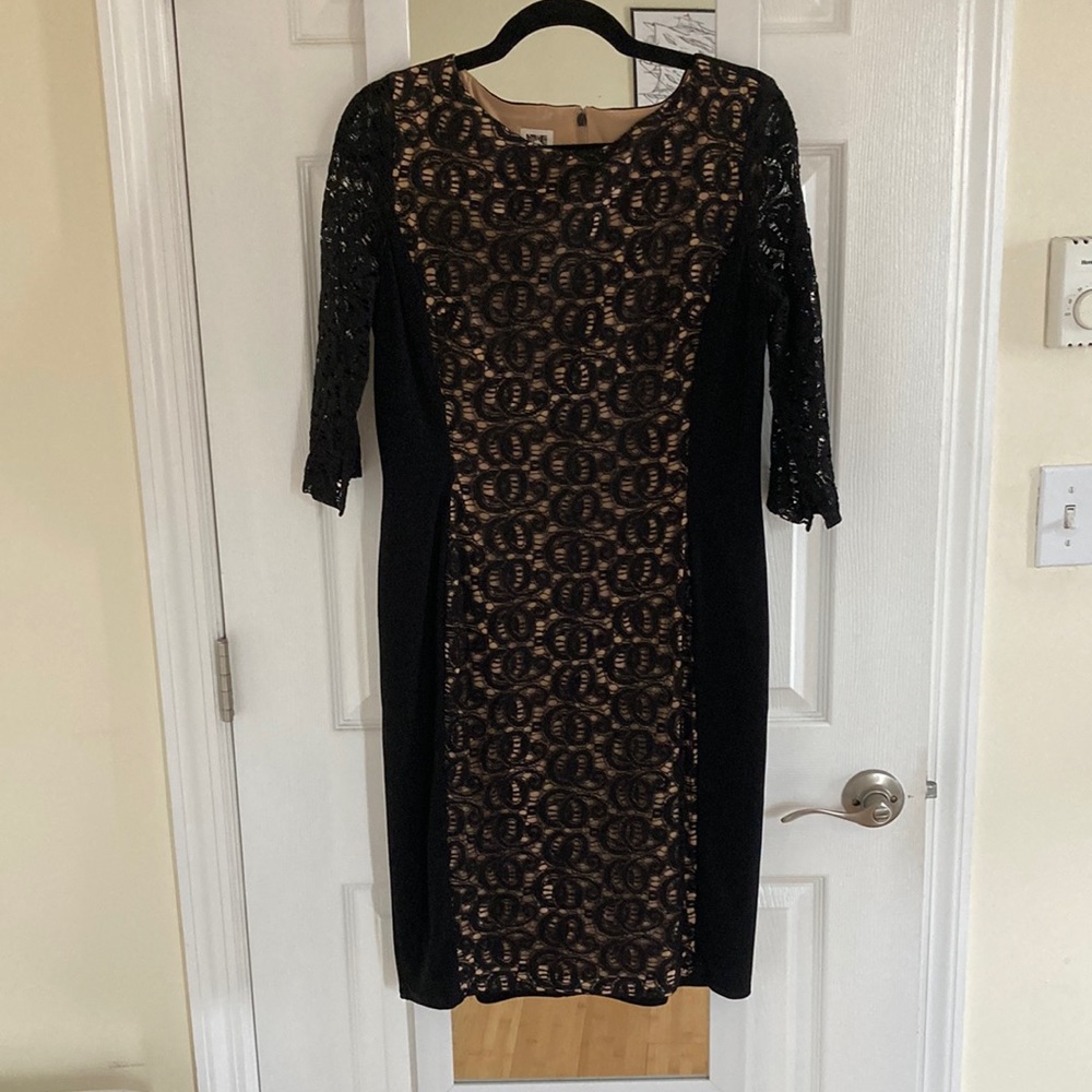 Anne Klein 3/4 Sleeve Black Lace Dress